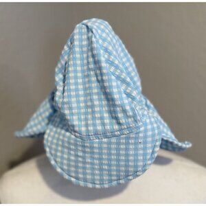 The Original Flap Happy Hat Sun hat  Blue Gingham Size Medium 6-12 Months Baby